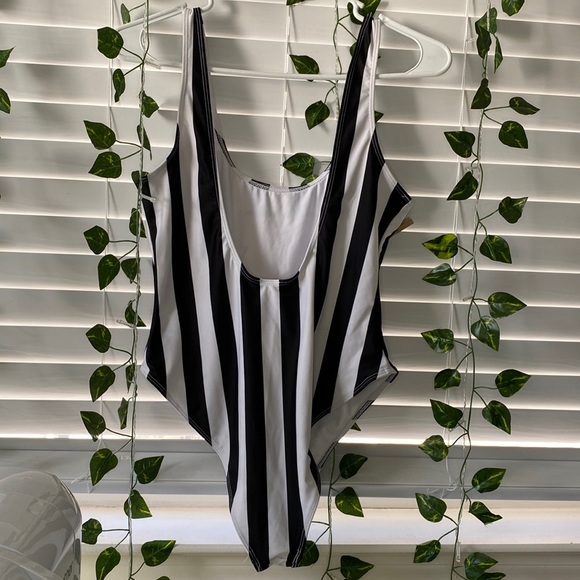 Forever 21 Black & White Striped “A” One-Piece Bathing Suit - Picture 2 of 3